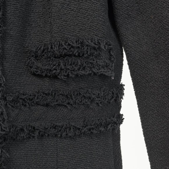 Lida Baday Black Boucle Tweed Fringe-Trim Jacket - Picture 6 of 8